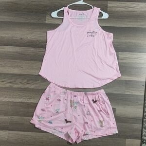 NWOT JOYSPUN 2 PIECE SET Pajamas PAWSITIVE VIBES TOP AND SHORTS. SIZE: MEDIUM